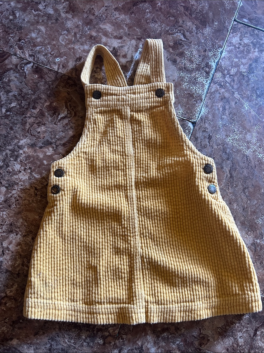 Tahari Mustard Corduroy Pinafore Overall Dress